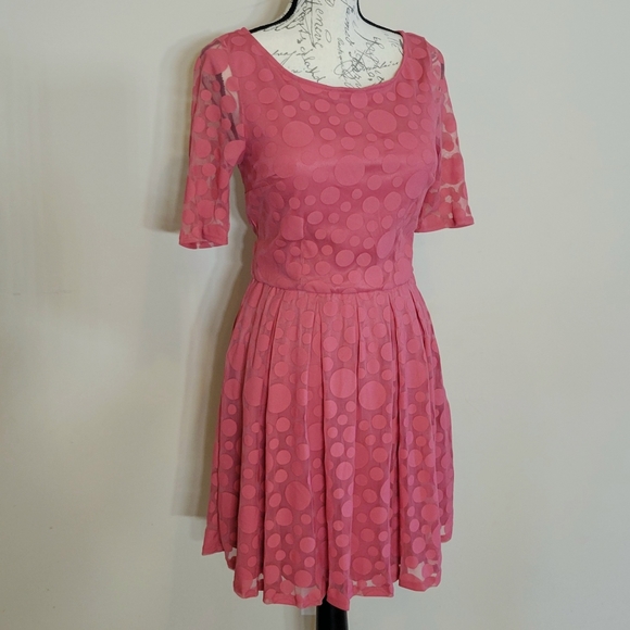 LC Lauren Conrad Pink Polka Dot Fit & Flare Dress - Picture 2 of 8